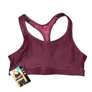 NWT Avia High Support Sports Bra Cushioned Straps Burgundy Women’s XL